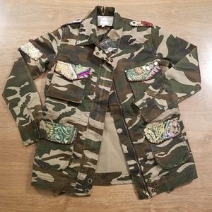 NWOT Beautiful Stories Sari Camo Military Jacket